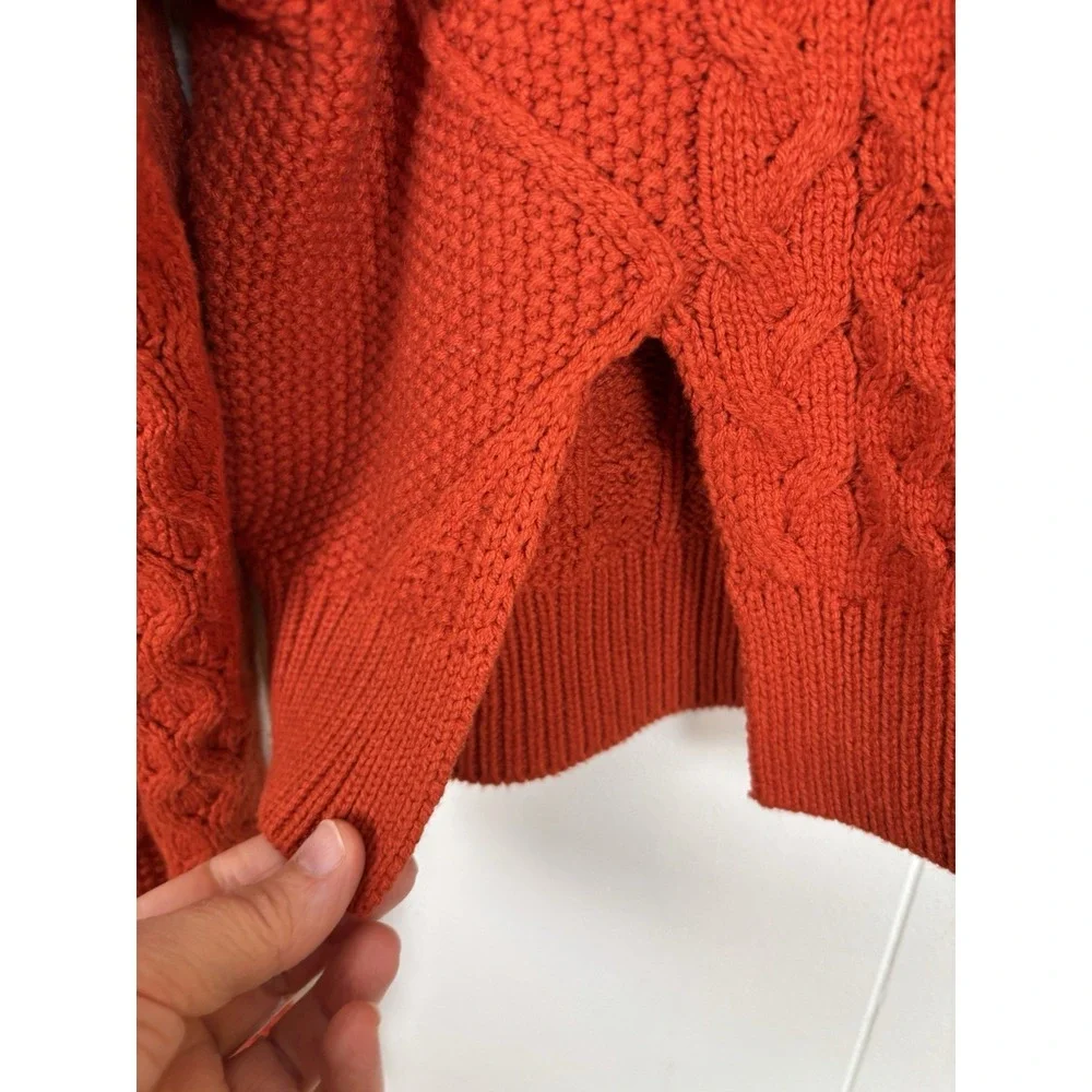 Future Collective Reese Blutstein Size Small Rust‎ Cropped Cable Knit Sweater